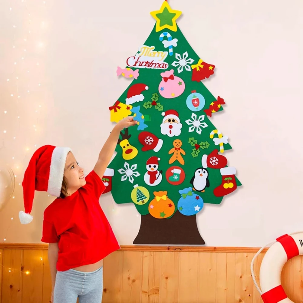 

2022 New Year Kids DIY Felt Christmas Tree Merry Christmas Decorations For Home 2022 Christmas Ornaments Noel Navidad Xmas Gifts