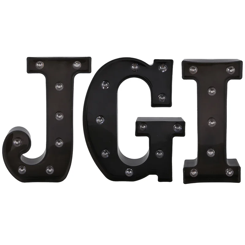 

Newly Design Led Letters Numbers Lights Black Decorative Marquee Lamps for Events Wedding Party Birthday Home Bar