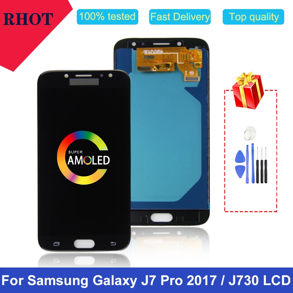 100% протестированный ЖК дисплей super AMOLED 5 &quotдля Samsung Galaxy J7 Pro 2017 J730 J730F с сенсорным