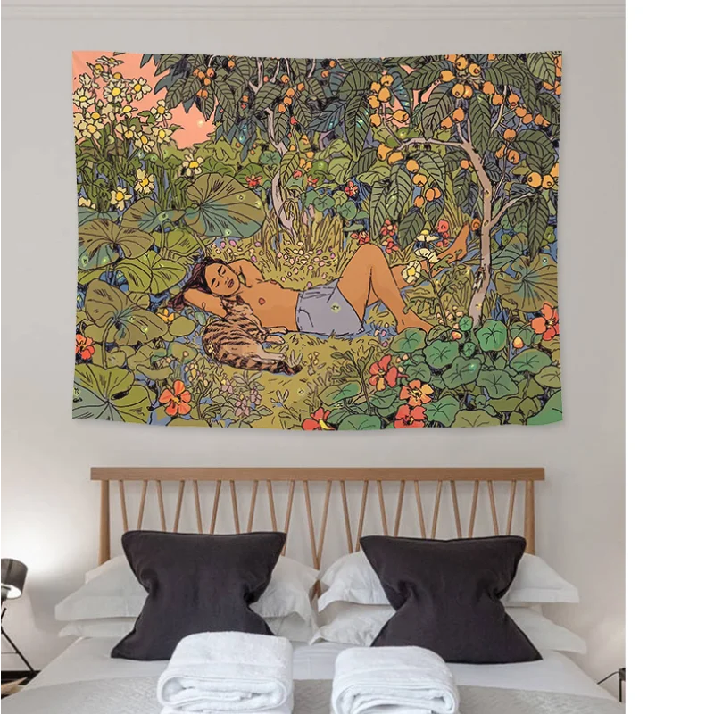 Винтажный Ретро гобелен пейзаж креативное Психоделическое искусство настенное
