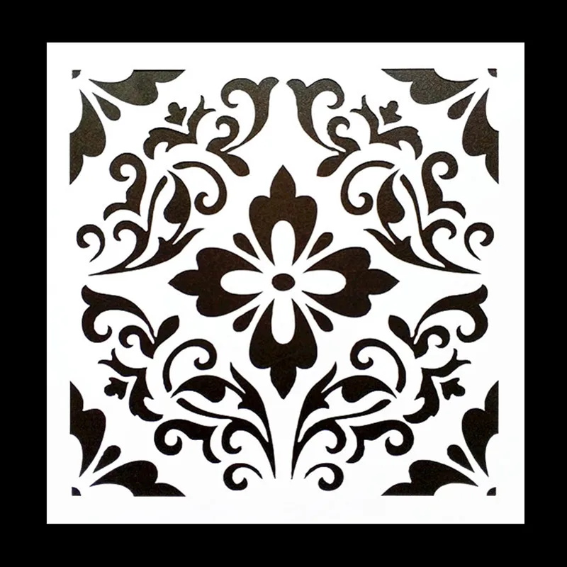 DIY картина 30*30 см винтажный цветочный узор многослойный трафарет для плитки