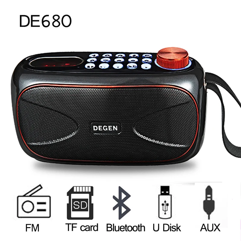 Стереомагнитола Degen DE680 FM радио DE681 Bluetooth рекордер mp3 плеер портативное для