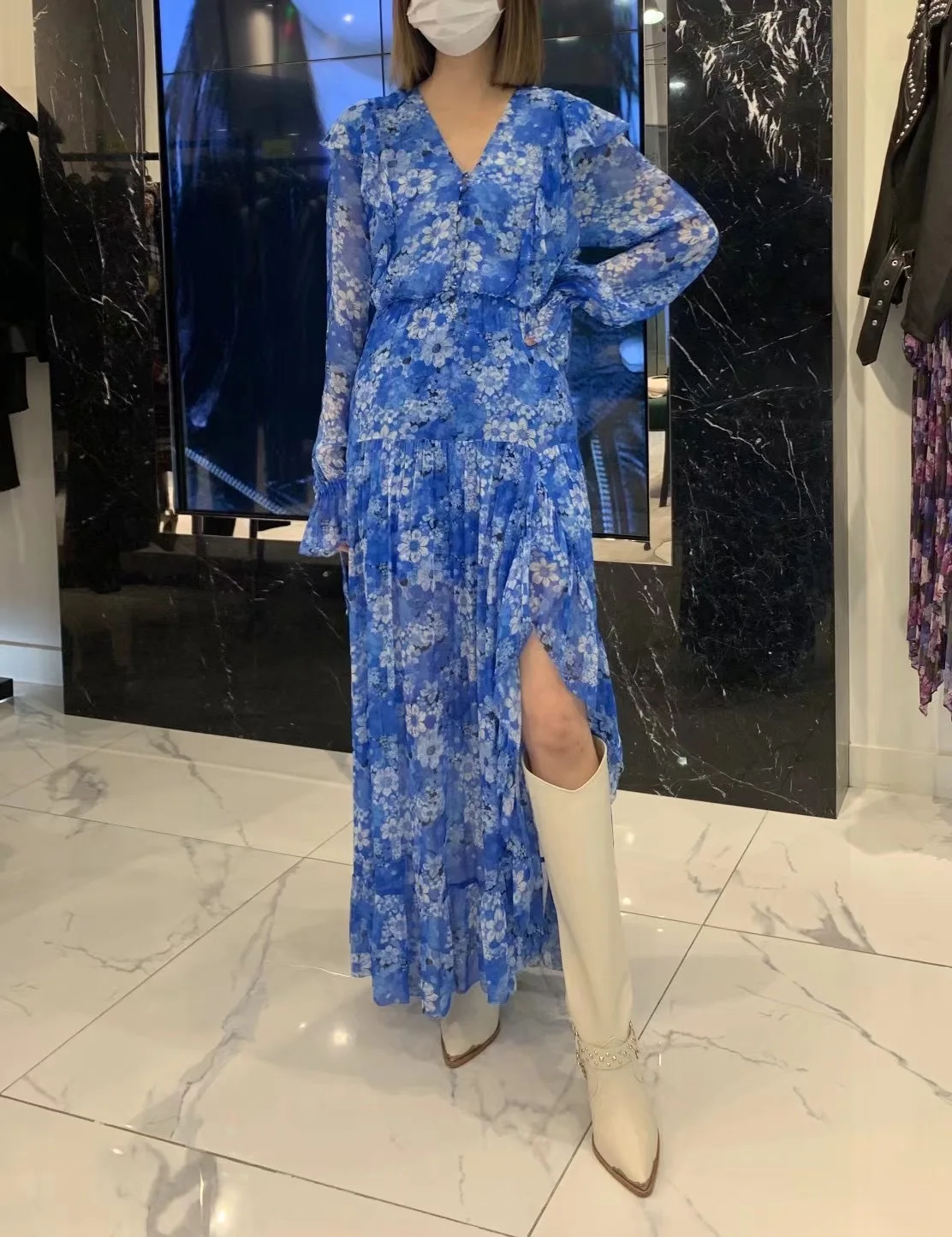 

2021 spring and summer new women's clothing floral elegant split long dress