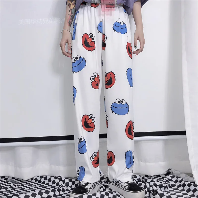 Брюки женские с принтом лягушки детские модные мешковатые прямые штаны в