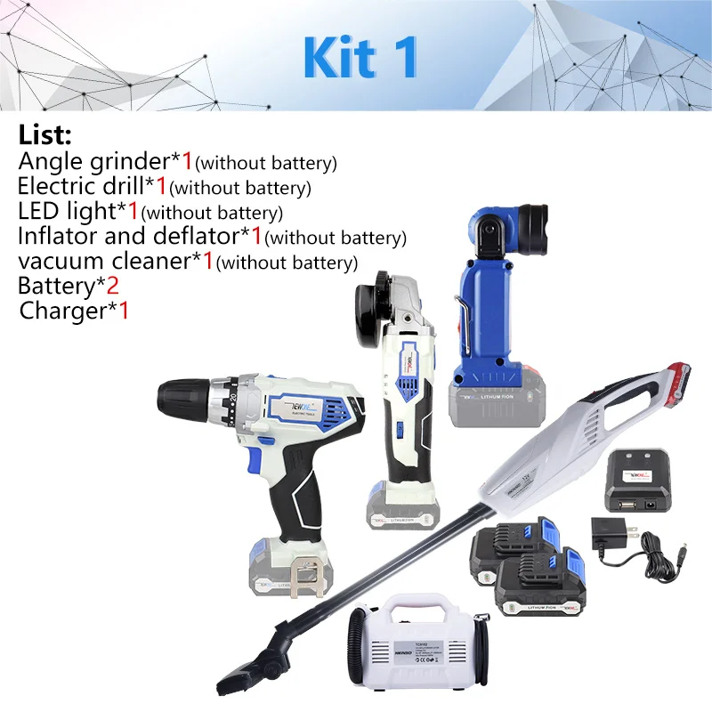 Kit 1 NEWONE/Keinso 12V 6-инструмент литиевая аккумуляторная на высокоточном оборудовании, угловая шлифовальная машина электрическая дрель светодиодный светильник пылесос электрическая пила - Цвет: Kit 1