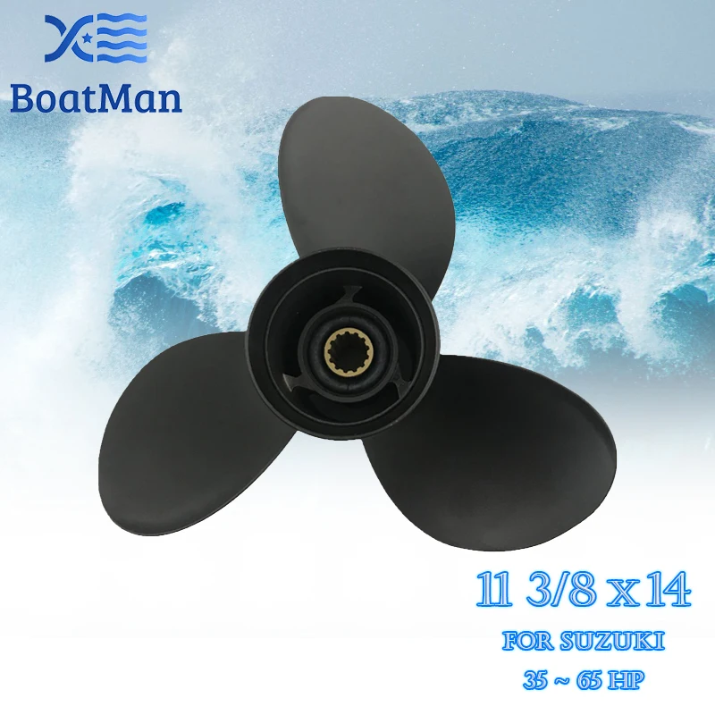 Boat Propeller 11 3/8X14 For Suzuki Outboard Motor 35HP 40HP 50HP 60HP 65HP Aluminum 13 Tooth Spline Engine Part 58100-88L51-019