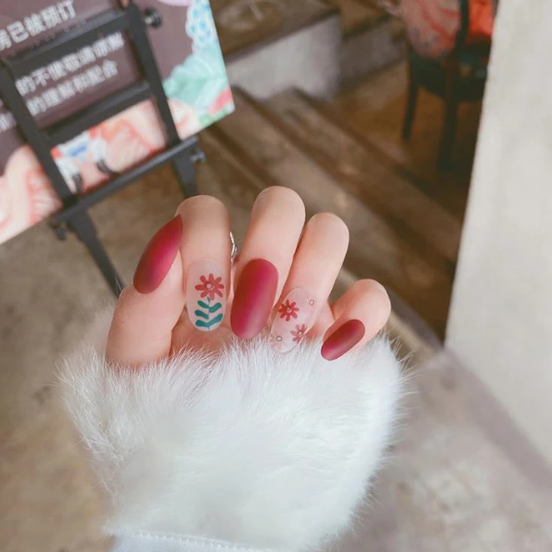 Накладные ногти 24 шт./компл. для женщин цветочный дизайн невесты искусственные с