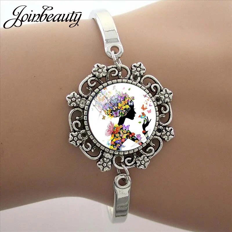 JOINBEAUTY красочная бабочка Девочка велосипед шар узор браслет стекло кабошон