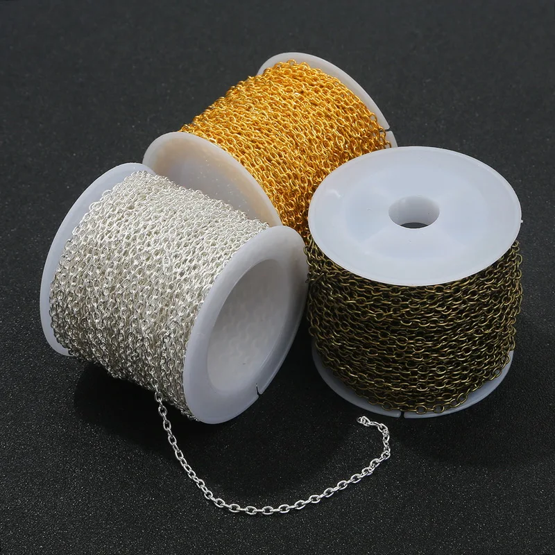 5 м/лот 4/3 мм Золотое бронзовое звеньевое ожерелье металлическая цепочка оптом