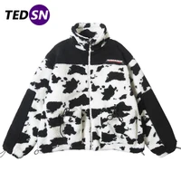 tedsn hip hop cow pattern men thick parka casual warm padded jackets harajuku lambswool coat windbreaker 2020 streetwear winter