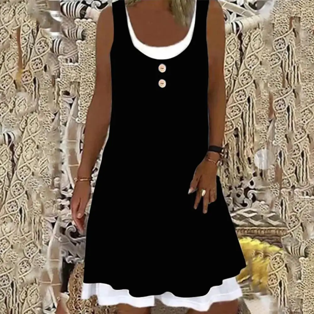 

Сексуальное платье Сарафан средней посадки без рукавов с U-образным вырезом платье на бретелях из двух частей Летнее женское платье из двух ...