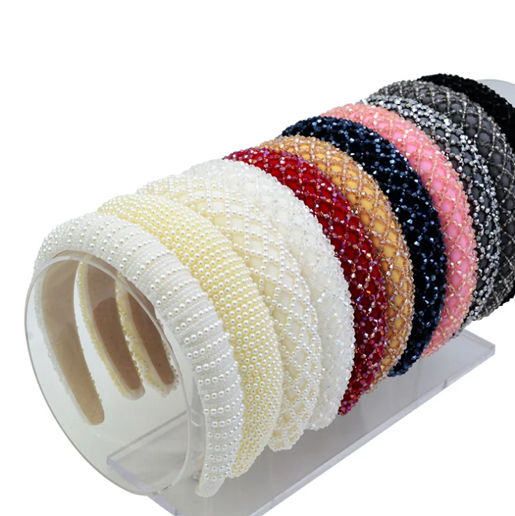 

Женские модные повязки для волос с кристаллами и бисером, женские повязки для волос