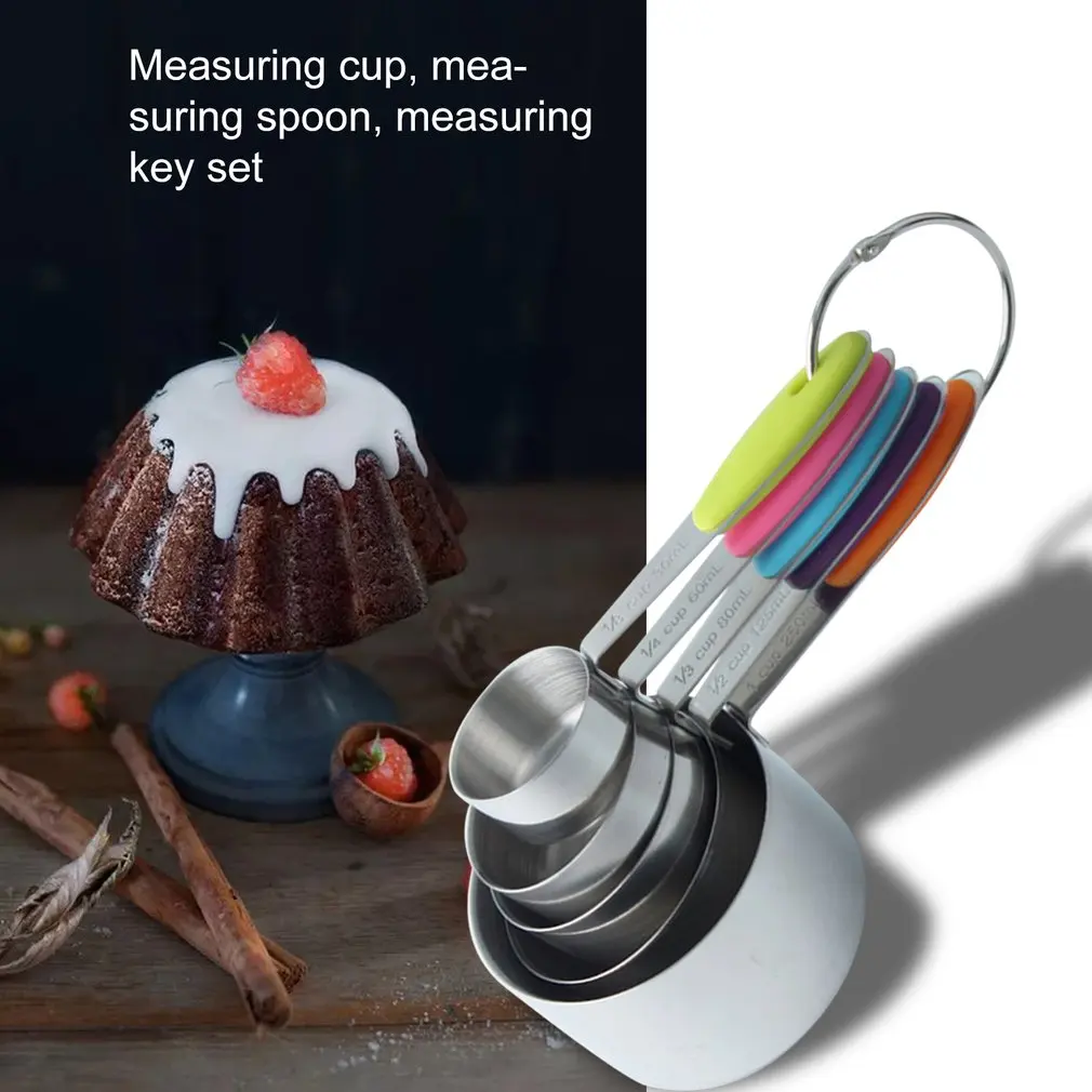 

Baking Tools Measuring Cup Measuring Spoon Measuring Spoon Set With Scale Silicone Insulation Handle High Temperature