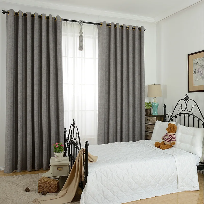 Плотные плотные льняные занавески с термоизоляцией современные для гостиной на