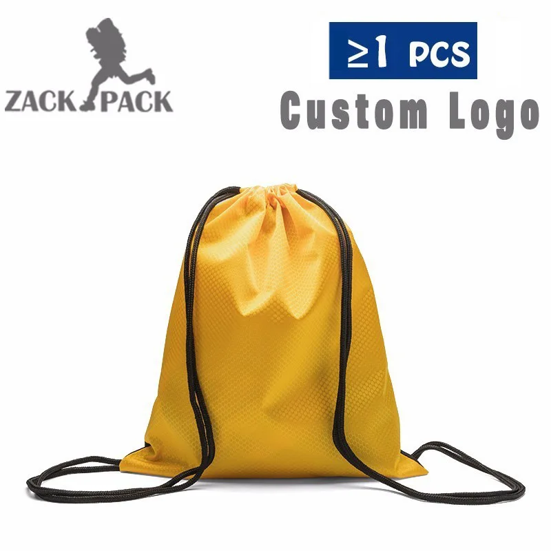 yellow without logo Сумка на шнурке, водонепроницаемый рюкзак с принтом логотипа, нейлоновый маленький спортивный рюкзак с принтом на заказ, рекламная Детская сумка для мальчиков - Цвет: yellow without logo