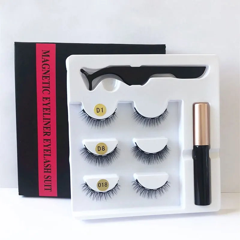 

30 Styles 10 Boxes/Lot 3 Pairs 3D Magnetic Eyelashes +Liquid Eyeliner +Tweezer In 1 Box Eye Makeup Set Cosmetic Made In China