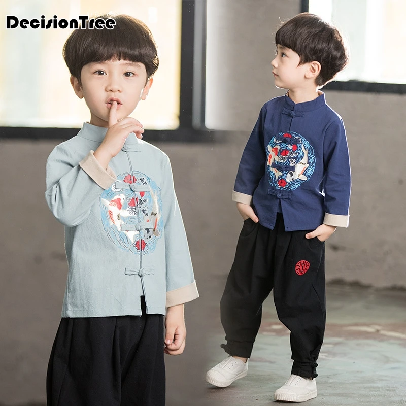 Детская традиционная Униформа кунг фу вушу в китайском стиле костюм с принтом