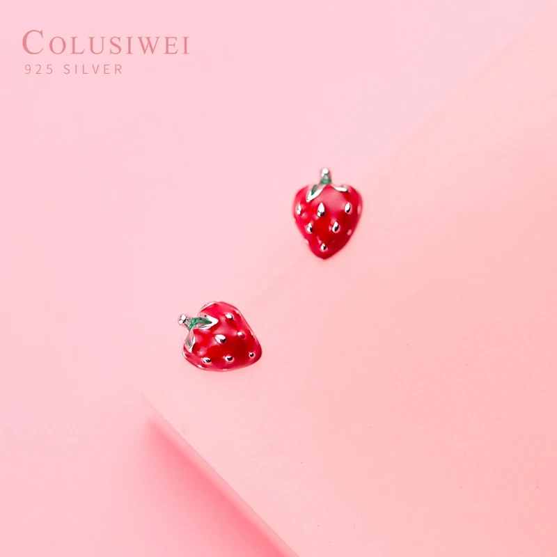 Colusiwei симпатичная эмалированная клубника серьги гвоздики для женщин не вызывает