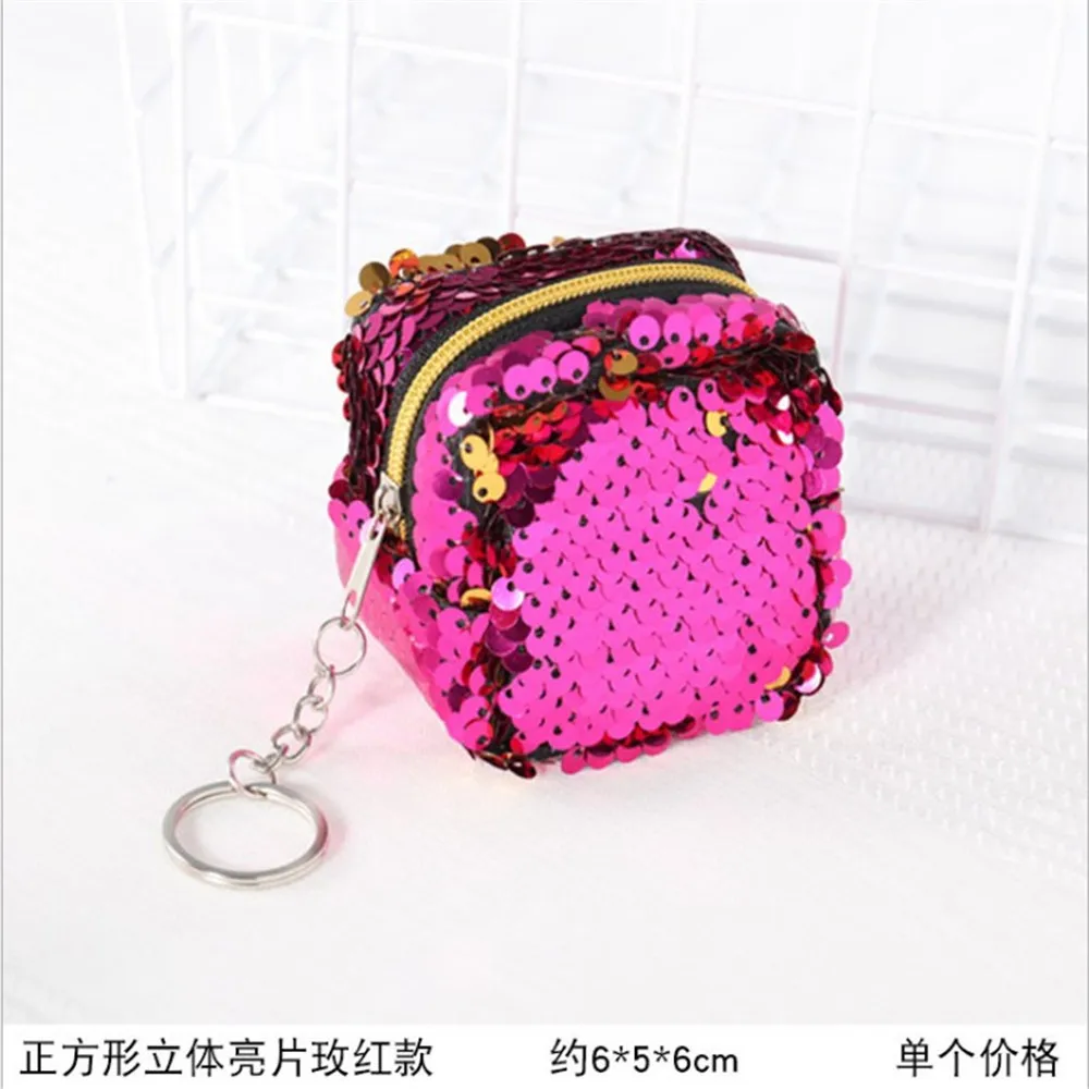 

New Fashion Hot Sale Women Kids Sequins Coin Purse Wallet Girl Zipper Clutch Coin Earphone Package Handbag Purse Bags Pouch