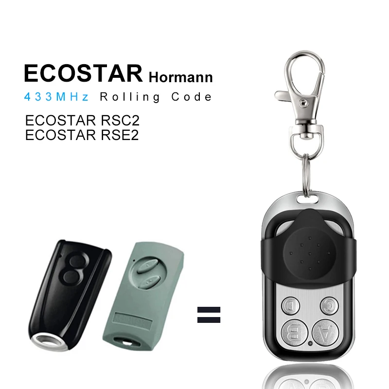

2pcs Gate Opener For HORMANN ECOSTAR RSC2 RSE2 433.92MHz Garage Command Rolling Code Remote Control 433MHz