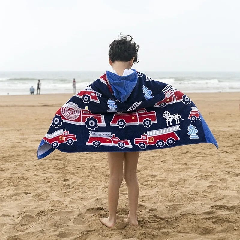 

Wearable Beach Towel for Kids Fashion Cartoon Style 100% Cotton Children's Bath Towel Cloak Beach Wrap Hooded Bath Towels