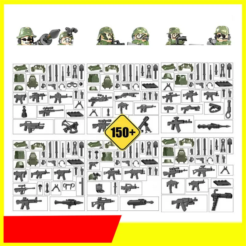 

6Pcs Set Military Series Camouflage Clothing Crossing The Line of Fire Armed Forces Mini Bricks Assembled Toy's Building Blocks