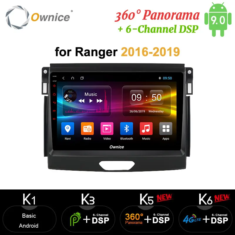Автомагнитола Ownice 2DIN Android 9 0 Восьмиядерный процессор GPS навигация для Ranger Raptor 2016