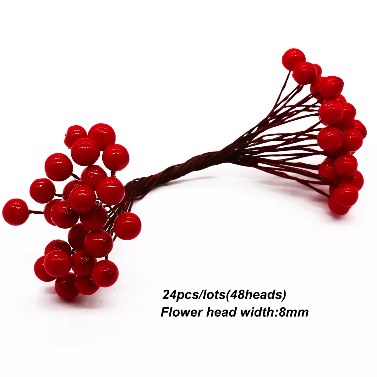24 6/10/12/20/24/200 шт смешанные красные цветок вишни тычинки ягоды Комплект поделки РОЖДЕСТВЕНСКИЕ свадебный торт подарок коробка венки Декор - Цвет: 24