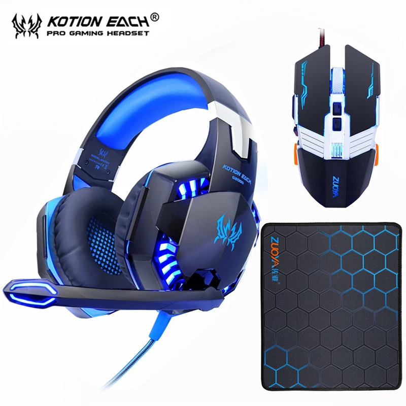 Игровая гарнитура наушники с микрофоном стерео + игровая мышь Мыши 4000 dpi