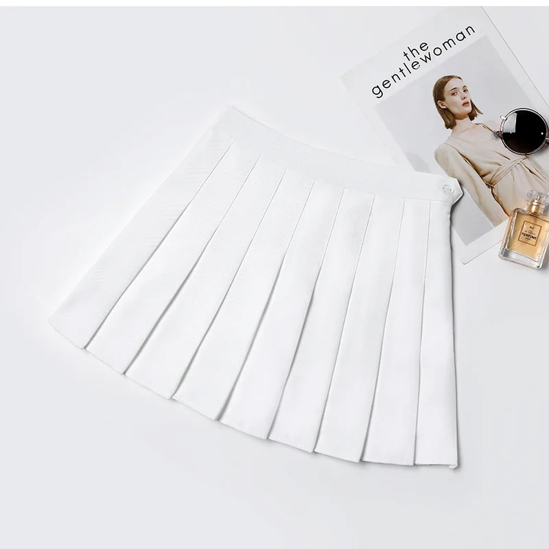 

Pleated Skirt 2021 Summer Korean Japanese Sweet Girl Student Empire A-line Mini Tennis Skirt Slim Lady Pure Color Dance Skirts