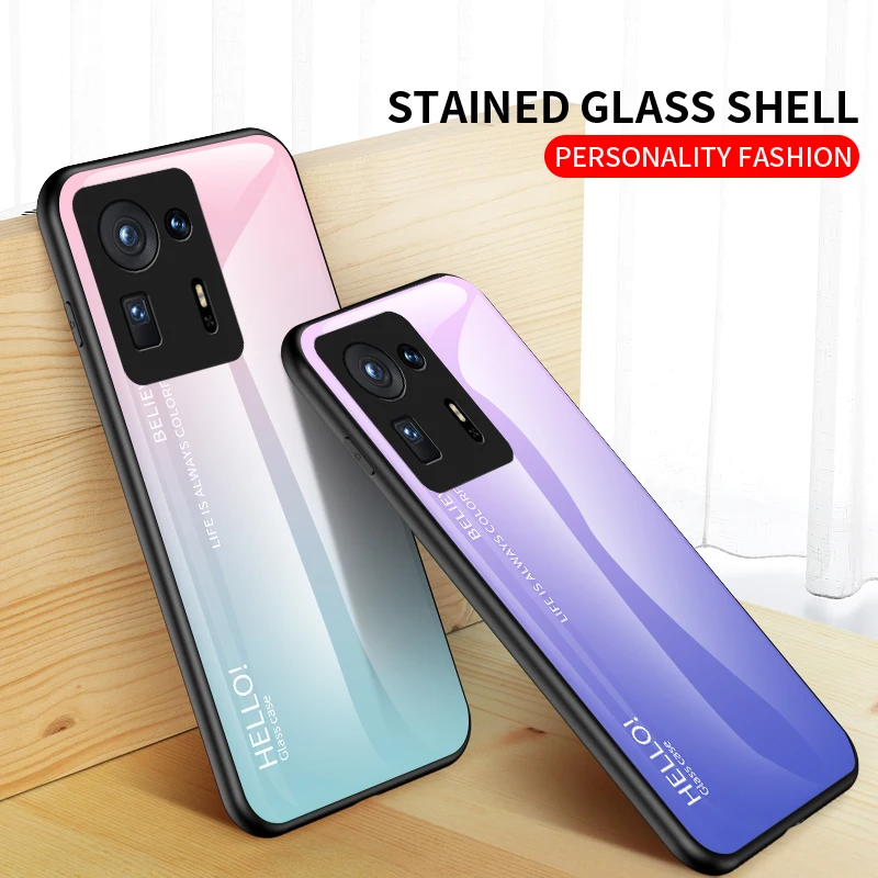Чехол из закаленного стекла для Xiaomi POCO X6 Pro X3 NFC F5 F6 M4Pro M5 чехол с градиентом цвета