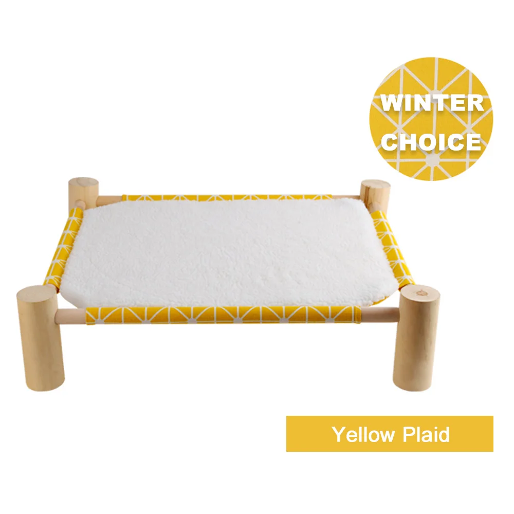 Yellow Plaid-Fleece Летний гамак для домашних животных, кровать для маленьких собак, щенок, французский бульдог, коврик, подушка для дома, лежак для кошек, дышащий, моющийся - Цвет: Yellow Plaid-Fleece