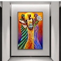 african woman portrait oil painting on canvas wall art posters prints scandinavian wall picture for living room home cuadros