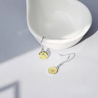s925 pure silver needle lemon piece earrings femininity cool versatile earrings summer simple long earrings for women jewelry