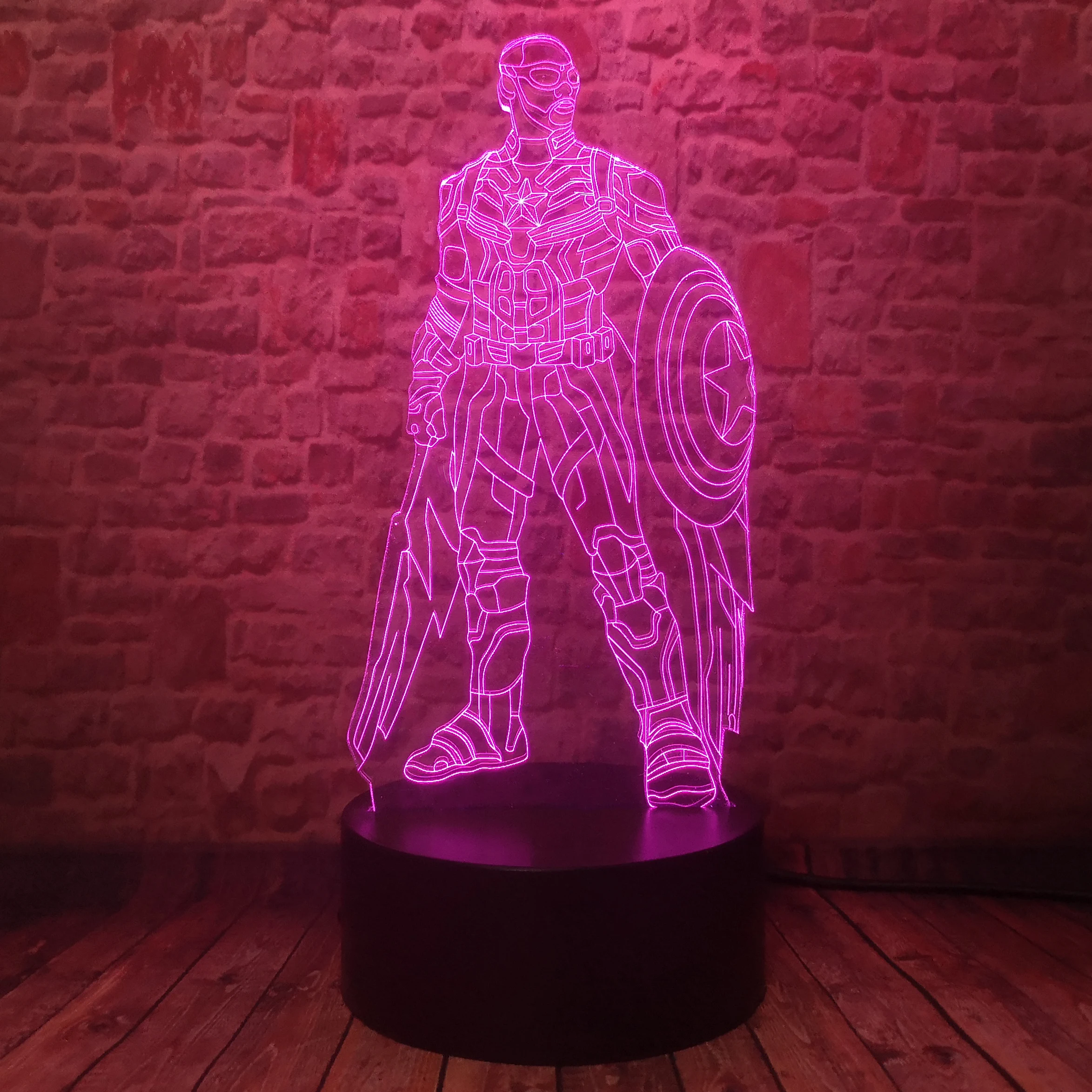 3D супергерой крутой Капитан Америка Оптическая иллюзия умный 7 цветов ночной