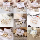 2021 винтажные жемчужные серьги для женщин, большие круглые кольца, крупные серьги, набор золотистых металлических висячих серег