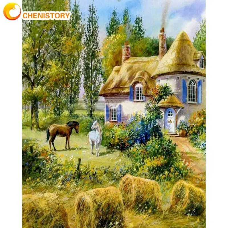 

CHENISTORY 60x75cm Frame Painting By Number For Adults Pasture Drawing Coloring By Numbers Modern Wall Art Picture For Diy Gift