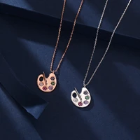 original 925 sterling silver inlaid color zircon palette pendant necklace 2020 woman fashion diy fine jewelry gift free shipping