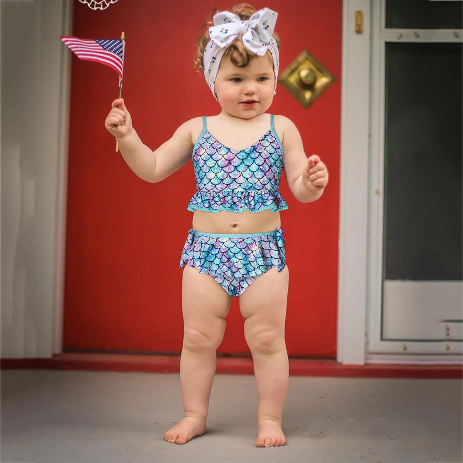 Летний купальник-бикини для девочек с принтом | Детская одежда и обувь