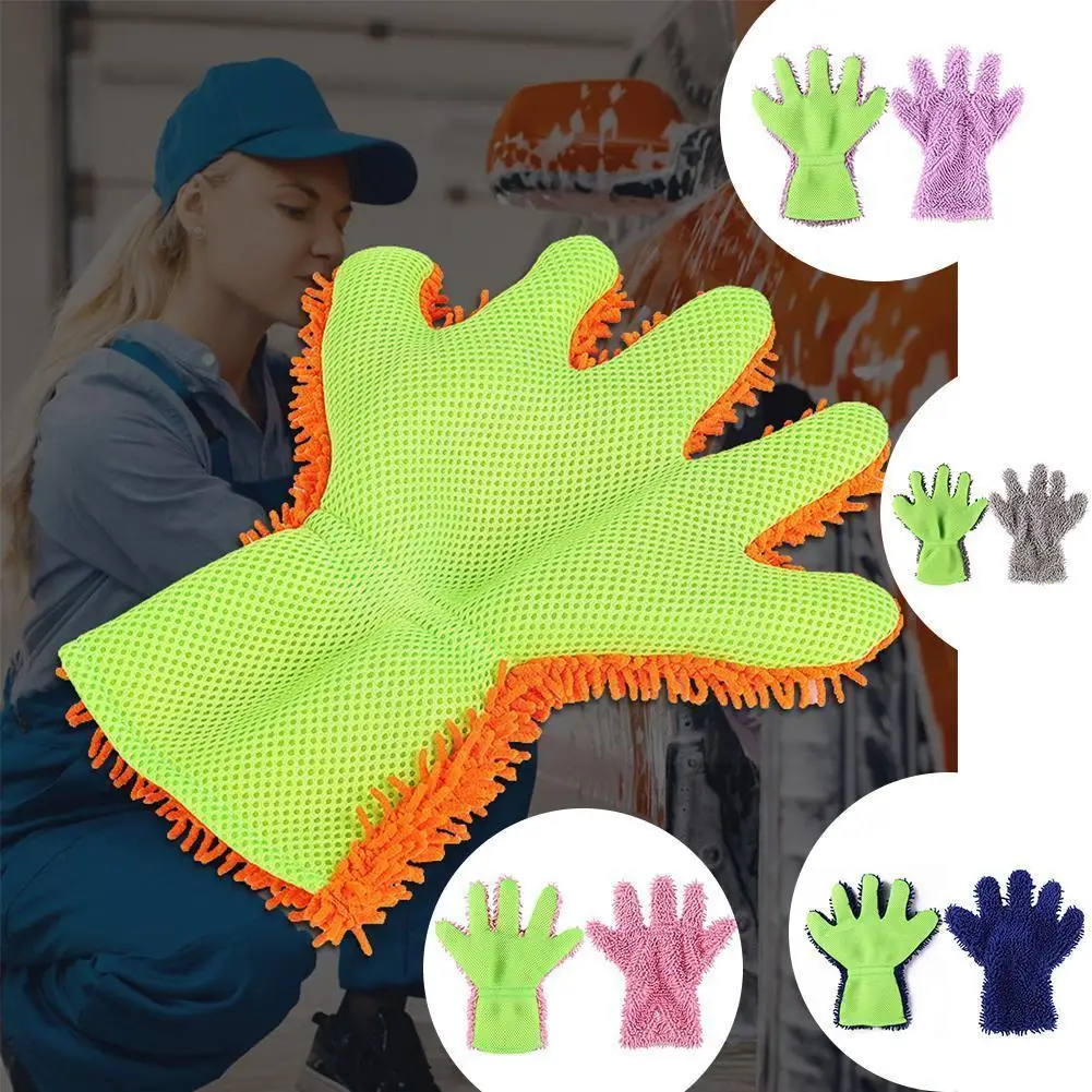 

1pc Car Wash Gloves Auto Microfiber Cleaning Wash Gloves Cleaning Soft Fleece Coral Mitt Double Sided Cleaning Tools Brush G5t4