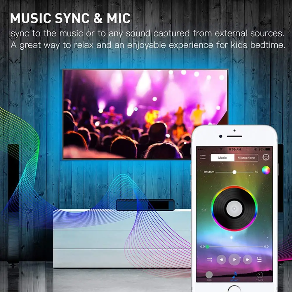 Умный RGB Bluetooth-совместимый музыкальный таймер светодиодный контроллер для 5 В 12 24