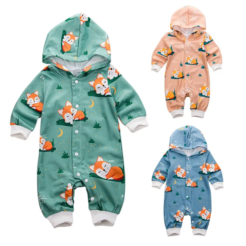 Комбинезон с капюшоном и лисой для маленьких мальчиков девочек от 0 до 24 месяцев