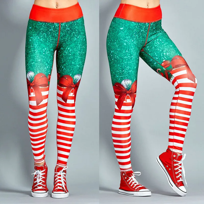 

Christmas Print Yoga Pants Seamless Women Elasticated High Waist Fitness Leggings Gym Training Jogging Running Outdoor Clothing