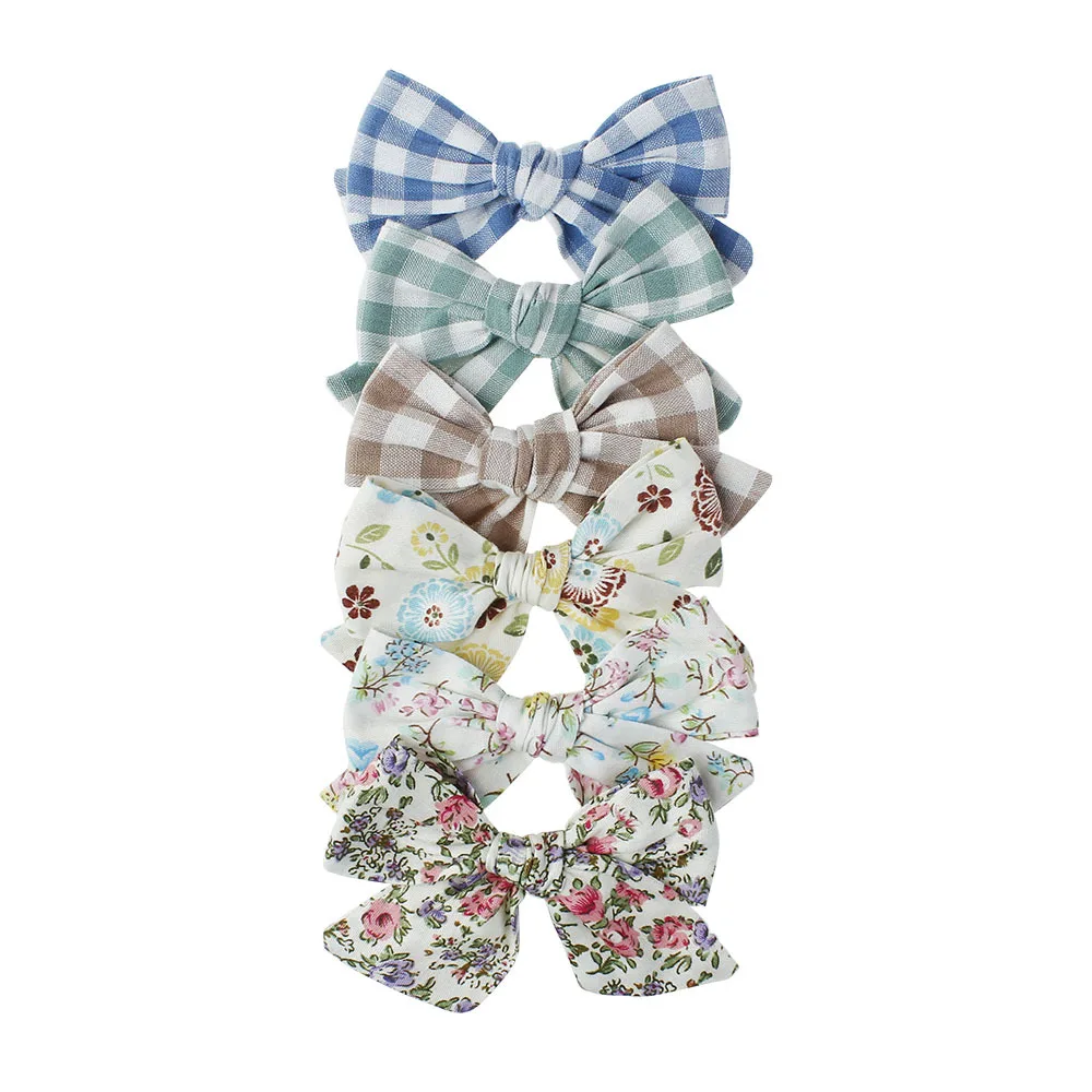 

[6Pcs/Set] Bowknot Printing Hairpin for Girls Multicolor Hair Accessories Set Decoration Accessories SY0145