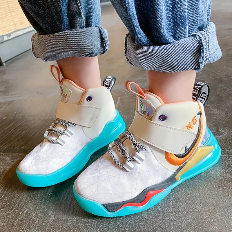 

kids 27-37 size 2020 winter warm plush falt platform sneakers for little girls boys toddler juniors fashion sport children shoes