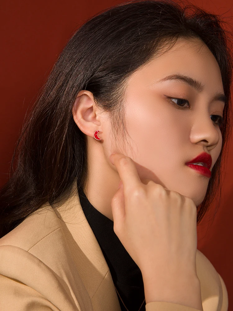 

CFK Sterling Zilveren Oorbel Voor Vrouwen Sparkling Star Moon Asymmetrie Kleurrijke Cubic Zirkoon Stud Kleine Oorbellen Sieraden