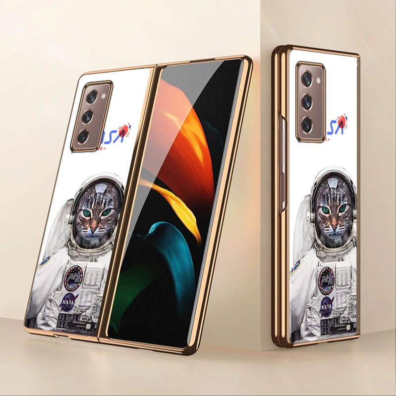 

For Samsung W21 mobile phone case zfold2 folding protective case w2021 glass electroplating sm-f9160 astronaut 5g male