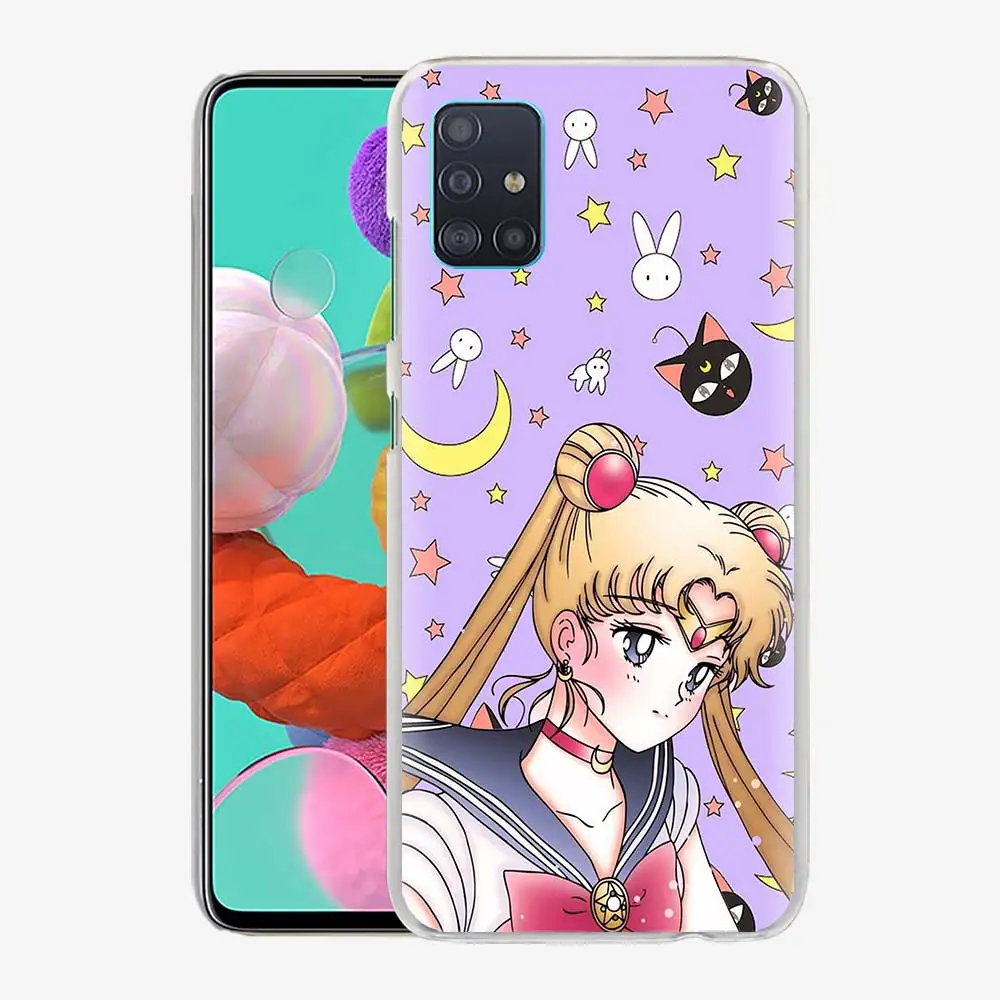 

Phone Case for Samsung Galaxy A51 A71 A50 A21s A31 A20e A10 A70 A30 A40 A41 A11 A20s Hard Original Cover Sailor Moon Cute Anime