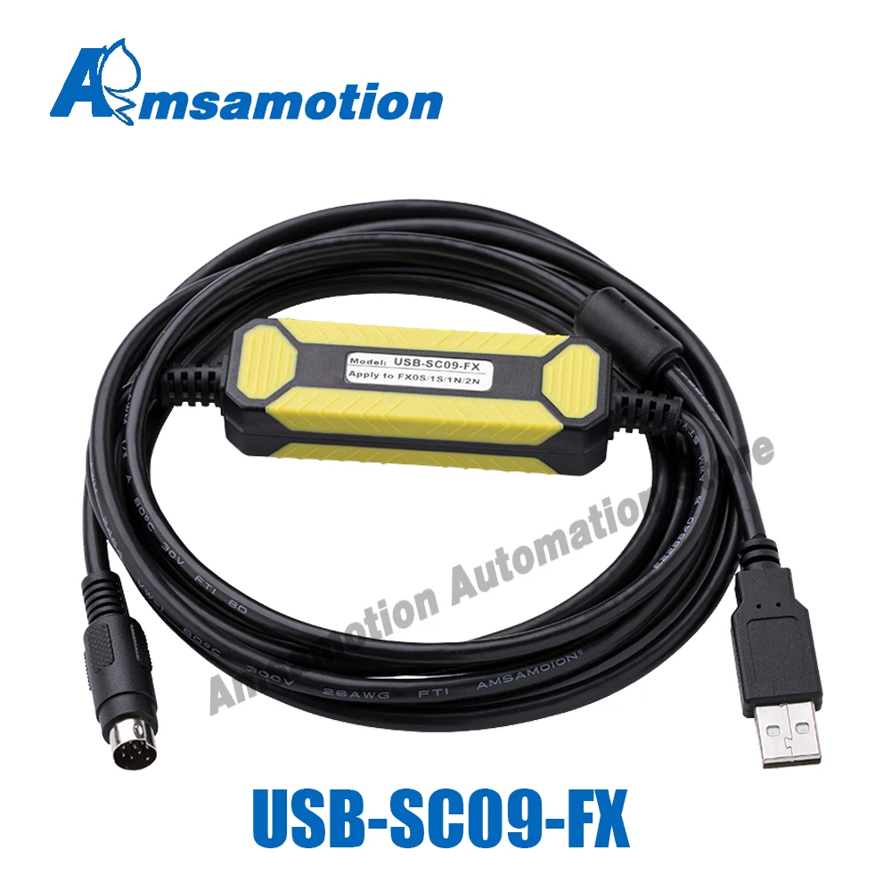 AMSAMOTION USB-SC09-FX For Mitsubishi PLC Programming Cable Compatible FX-USB-AW Immunity FX2N/FX1N/FX0N/FX0S/FX1S/FX3U