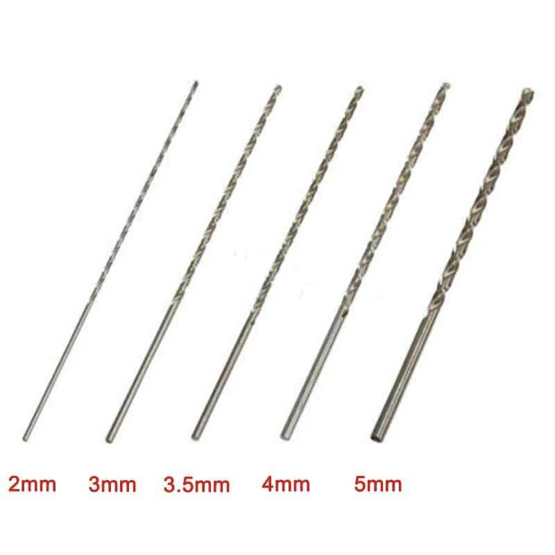 5Pcs Extra Long HSS High Speed Steel Drill Bit Set 2mm/3mm,3.5mm,4mm,5mm Bits Suitable For Many Electric Drills